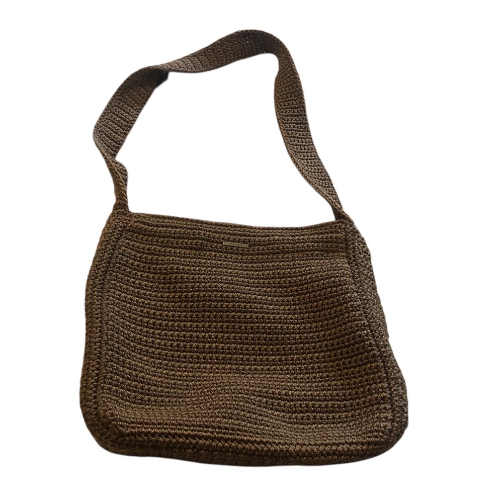 The Sak Brown  Tan Crochet Shoulder Bag Lined Very Good Condition New Old Stock